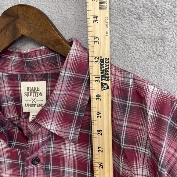 NWOT Blake Shelton Lands' End Men's XXL Plaid Button-Up Shirt Red & White - Picture 3 of 7